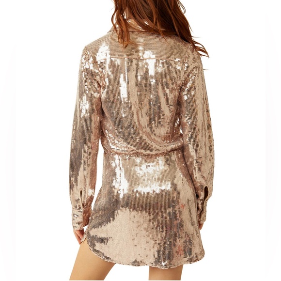 Free People Sophie Sequined Mini Shirtdress, new with flaws - Picture 3 of 8